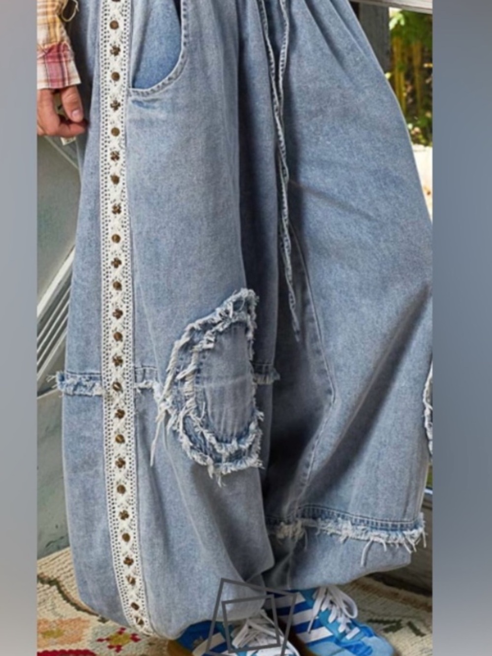 POL Light Blue Denim Patch Wide-Leg Set - Picture 6 of 7